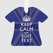 Midnight Blue Keep Calm heeft Jouw tekst Union Jac Ornament (voorkant)