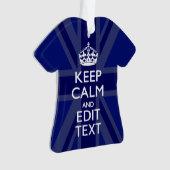 Midnight Blue Keep Calm heeft Jouw tekst Union Jac Ornament (voorkant)