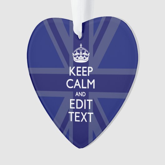 Midnight Blue Keep Calm heeft Jouw tekst Union Jac Ornament (voorkant)