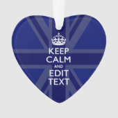 Midnight Blue Keep Calm heeft Jouw tekst Union Jac Ornament (voorkant)