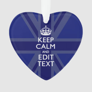 Midnight Blue Keep Calm heeft Jouw tekst Union Jac Ornament