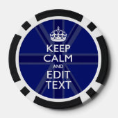 Midnight Blue Keep Calm heeft Jouw tekst Union Jac Pokerchips (Achterkant)