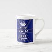 Midnight Blue Keep Calm heeft Jouw tekst Union Jac Porselein Kop (Rechts)
