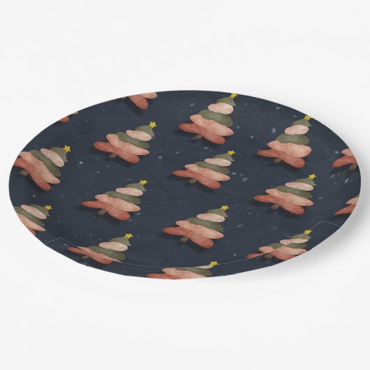 Midnight Blue Kerstboom Patroon Groot Papieren Bordje (Gekanteld)