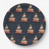 Midnight Blue Kerstboom Patroon Groot Papieren Bordje (Voorkant)