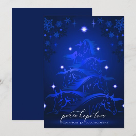 MidNight Blue-kerstpaarden Feestdagenkaart (Voorkant / Achterkant)