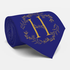 Midnight Blue Kleur Monogrammed Groomsmen Stropdas
