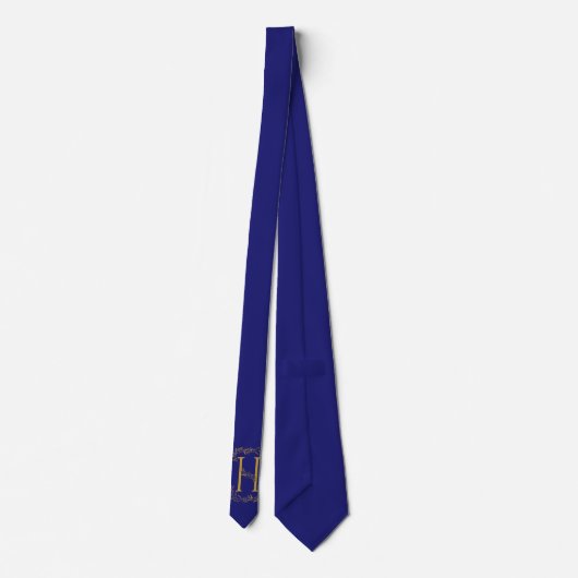 Midnight Blue Kleur Monogrammed Groomsmen Stropdas (Achterkant)