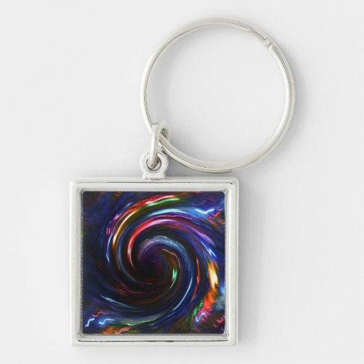 Midnight Blue-lampen Swirl-Design1 Sleutelhanger (Voorkant)