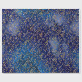 Midnight Blue Leaf Elegant Effect Cadeaupapier (Vlak)