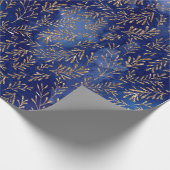 Midnight Blue Leaf Elegant Effect Cadeaupapier (Hoek)