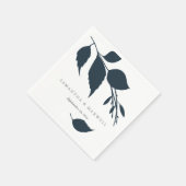 Midnight Blue Leaves Wedding Napkins Servet (Hoek)