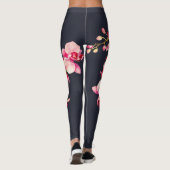 Midnight Blue levendige roze orchidee Leggings (Achterkant)