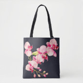 Midnight Blue levendige roze orchidee Leggings Tote Bag (Voorkant)