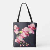 Midnight Blue levendige roze orchidee Leggings Tote Bag (Achterkant)