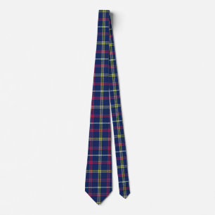 Midnight Blue, Lime Green, Magenta Tartan Pattern Stropdas