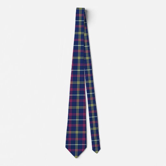 Midnight Blue, Lime Green, Magenta Tartan Pattern Stropdas (Voorkant)