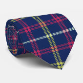 Midnight Blue, Lime Green, Magenta Tartan Pattern Stropdas (Opgerold)