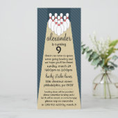 Midnight Blue Lucky Strike Bowling Birthday Party Kaart (Staand voorkant)