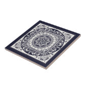 Midnight Blue Mandala Ceramic Art Tile Tegeltje (Zijkant)