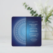 Midnight Blue Mandala uitnodiging (Staand voorkant)