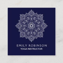 Midnight Blue Mandala Yoga Instructor Vierkante Visitekaartje