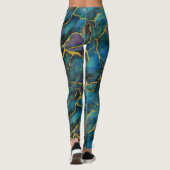 Midnight Blue Marble met gouden aderen Leggings (Achterkant)