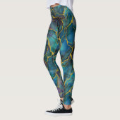 Midnight Blue Marble met gouden aderen Leggings (Links)