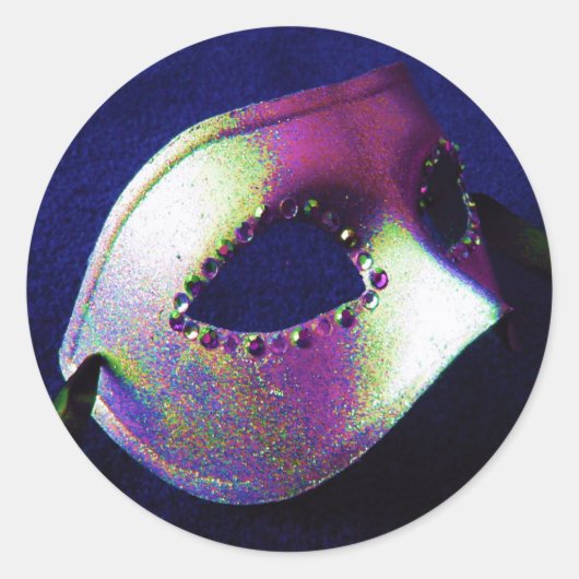 Midnight Blue Masquerade Ronde Sticker (Voorkant)
