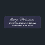 Midnight Blue Merry Christmas Bericht Familie Blad Etiket<br><div class="desc">Vertegenwoordig me met dit moderne,  elegante etiket van het terugkeeradres. Deze sjabloon kan worden aangepast aan alle professionele beroepen.</div>