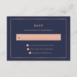 Midnight Blue met Faux Roos Gold Border RSVP