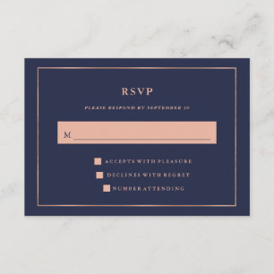 Midnight Blue met Faux Roos Gold Border RSVP