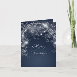 Midnight Blue met Snowflakes Holiday Card Feestdagen Kaart