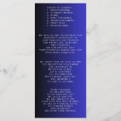 Midnight Blue minimale huwelijksprogramma's Programmakaart (Achterkant)