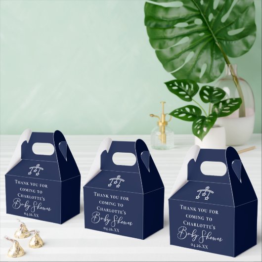 Midnight Blue Minimalist Baby shower Custom Party Bedankdoosjes (Meervoudige)