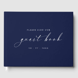 Midnight Blue Minimalist Guestbook for Weddings Gastenboek