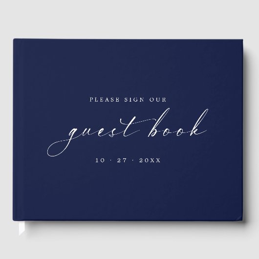 Midnight Blue Minimalist Guestbook for Weddings Gastenboek (Voorkant)
