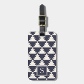 Midnight Blue Modern Aztec Geometric Monogram Bagagelabel (Voorkant verticaal)
