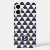 Midnight Blue Modern Aztec Geometric Monogram Case-Mate iPhone Case (Achterkant)