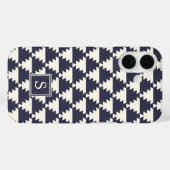 Midnight Blue Modern Aztec Geometric Monogram Case-Mate iPhone Case (Achterkant (horizontaal))