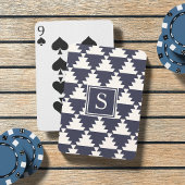 Midnight Blue Modern Aztec Geometric Monogram Pokerkaarten