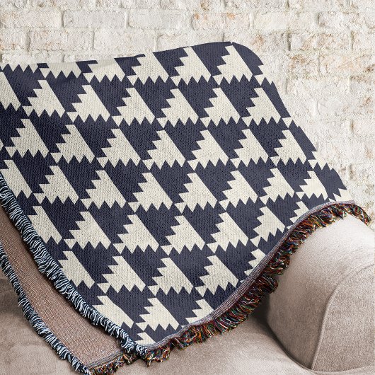 Midnight Blue Modern Aztec Geometric Pattern Deken