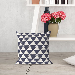 Midnight Blue Modern Aztec Geometric Pattern Kussen