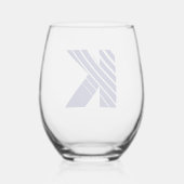 Midnight Blue Modern Monogram Initiaal Letter Wijnglas Zonder Voet (Achterkant)