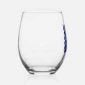 Midnight Blue Modern Monogram Initiaal Letter Wijnglas Zonder Voet (Rechts)