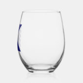Midnight Blue Modern Monogram Initiaal Letter Wijnglas Zonder Voet (Links)