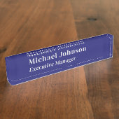 Midnight blue moderne professionele minimalistisch naambordje (Zijkant)