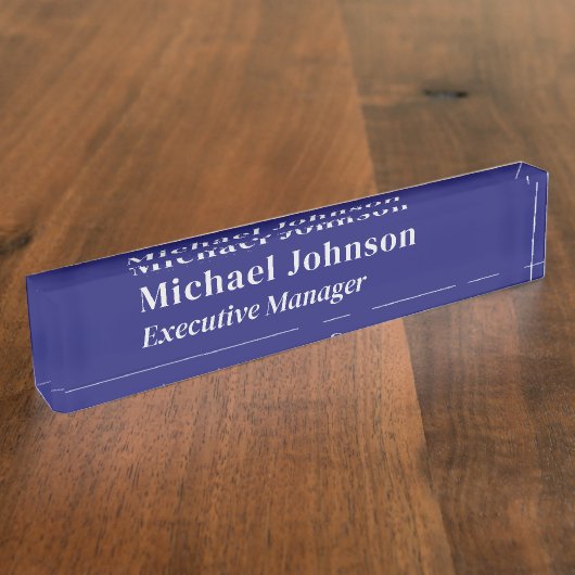 Midnight blue moderne professionele minimalistisch naambordje (Zijkant)