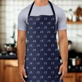 Midnight Blue Monogram Initiaal Pattern Schort