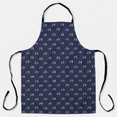 Midnight Blue Monogram Initiaal Pattern Schort (Voorkant)